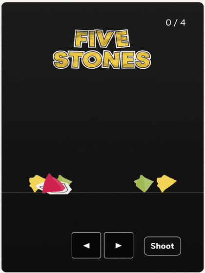 Animated five stones game controls on mobile